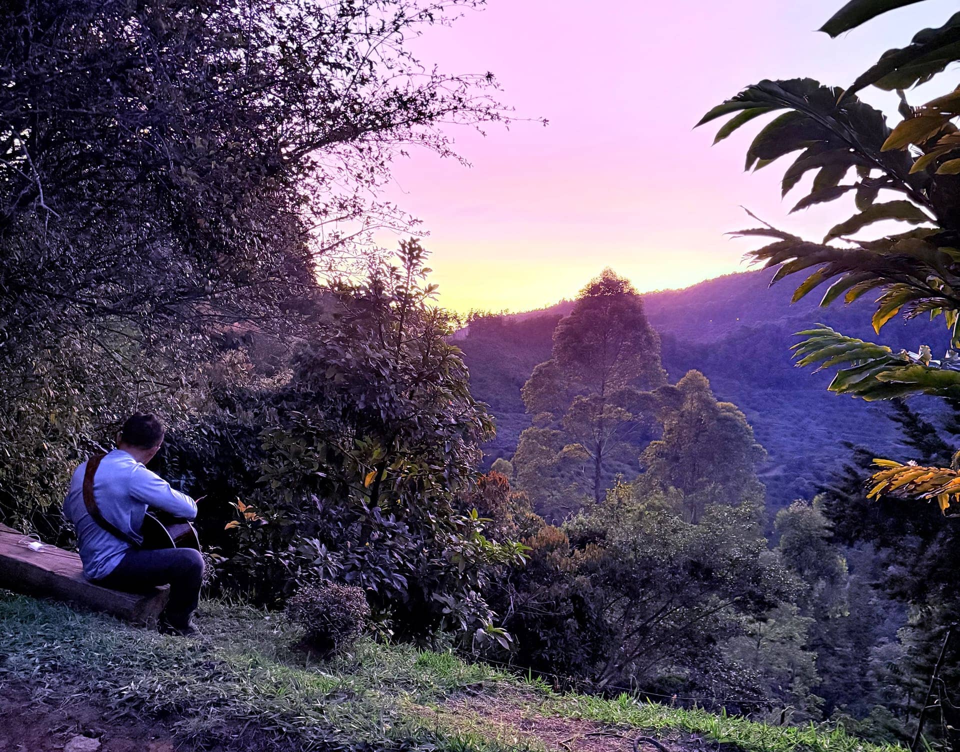 Quiet sunset view for emotional reflection at Camino al Sol in Colombia
