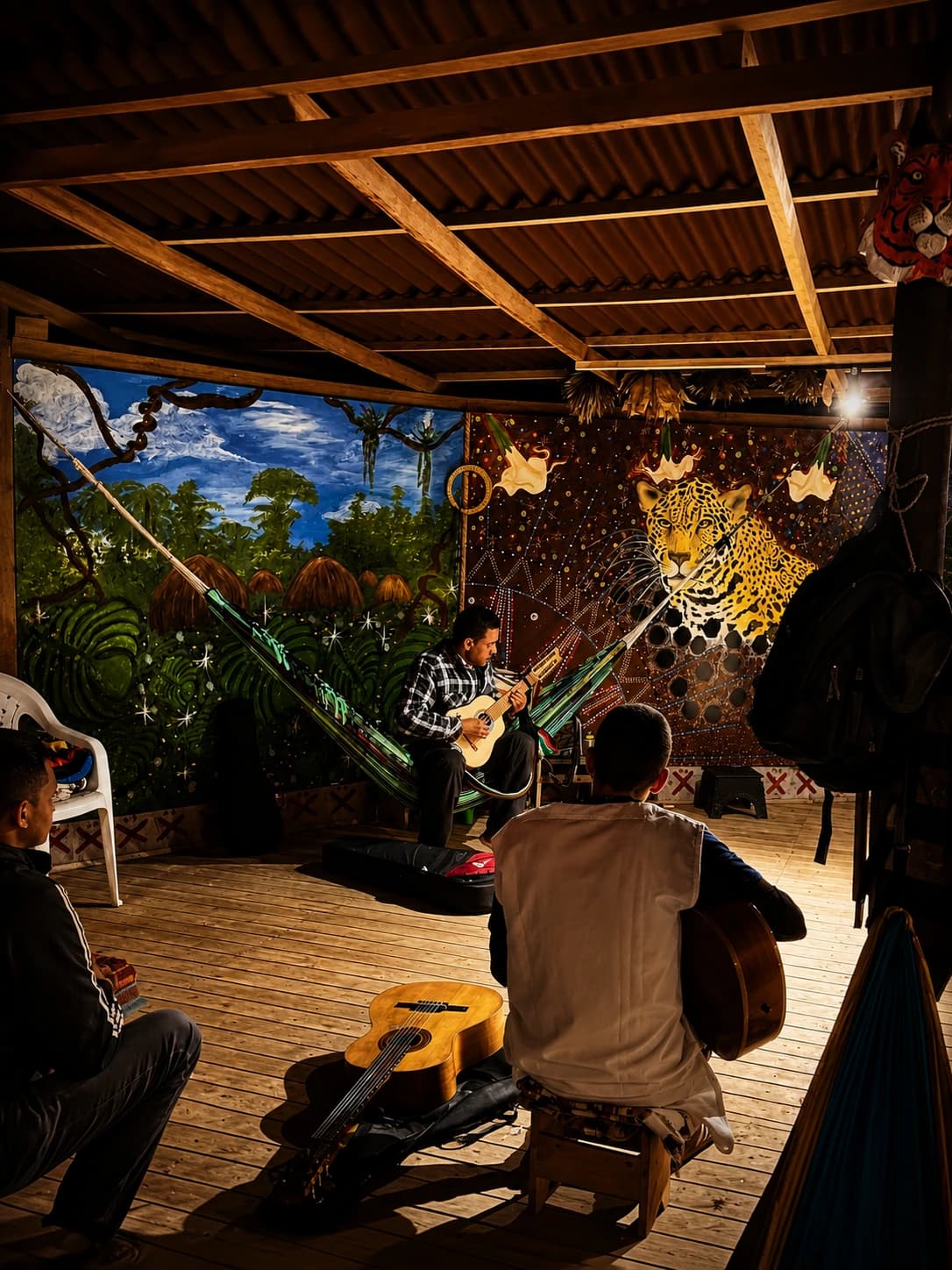 Traditional medicine music during a Yagé retreat at Camino al Sol