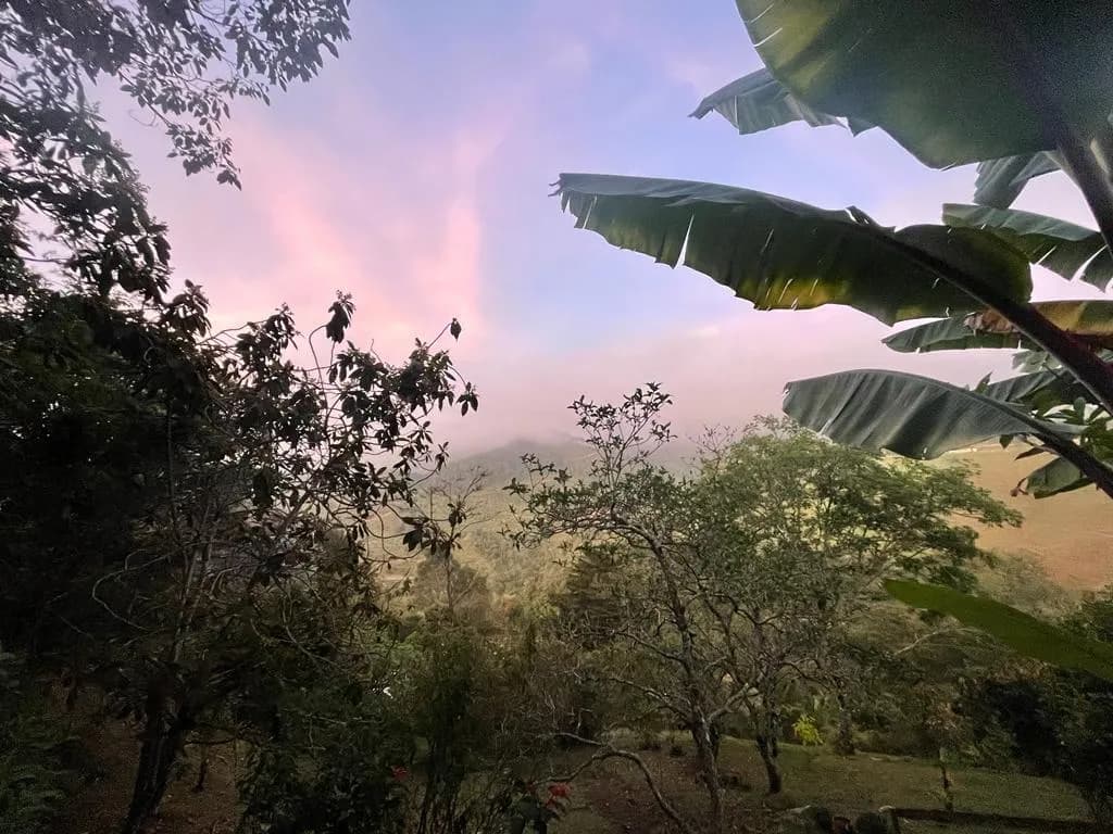 Mountain view from the Camino al Sol retreat setting near Medellín