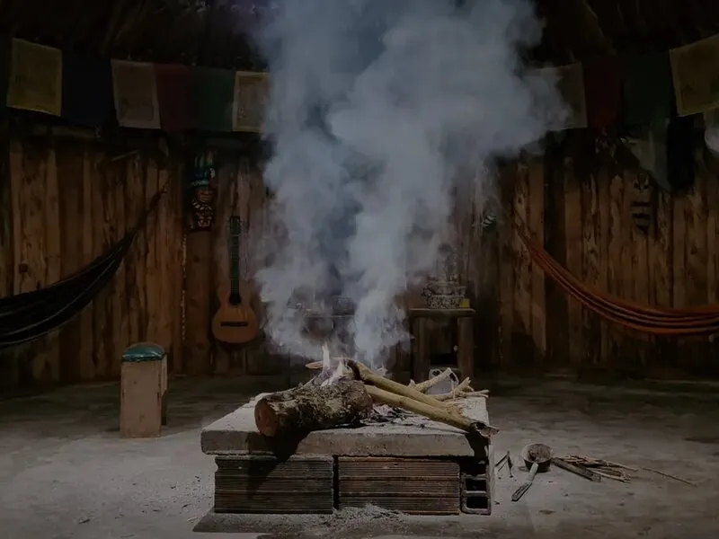 Sacred fire circle inside the ceremony space